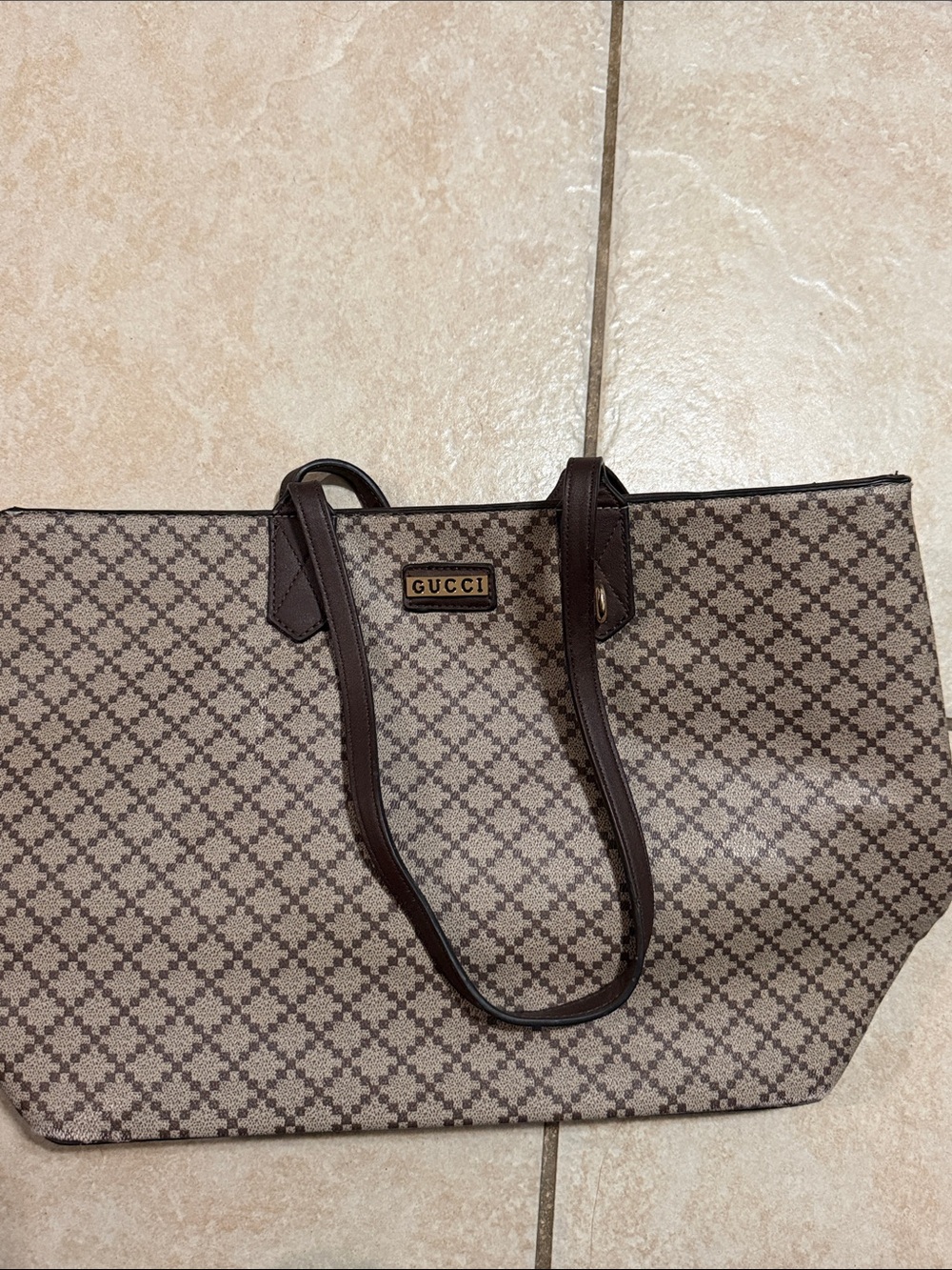 Gucci Brown & Beige Monogram Tote